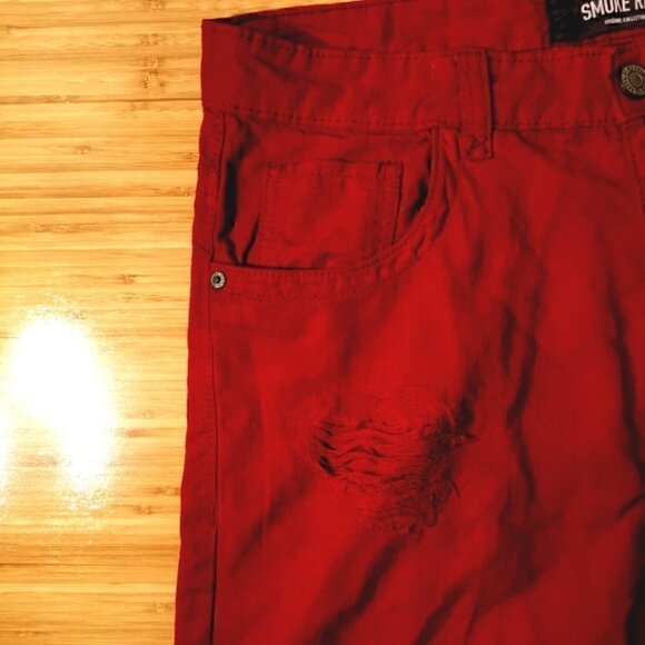 Smoke Rise Men's 34 x 34 Red Distressed Denim Pant - Picture 4 of 16